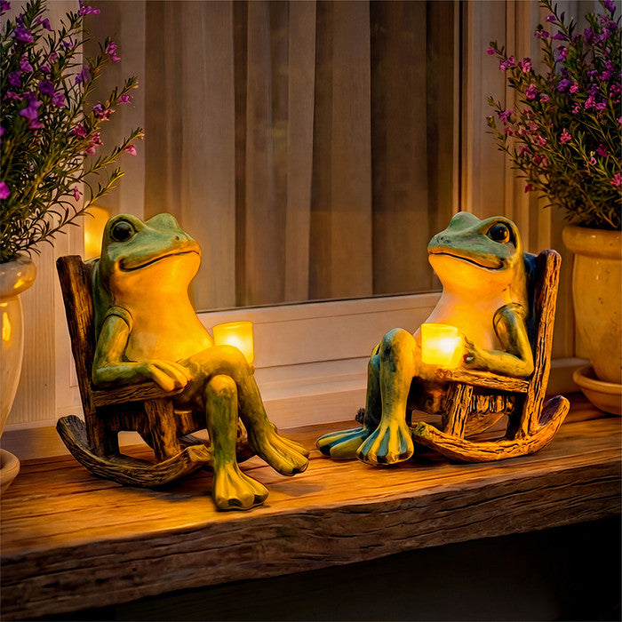 Solar Frog Outdoor Light with Rocking Chair Design